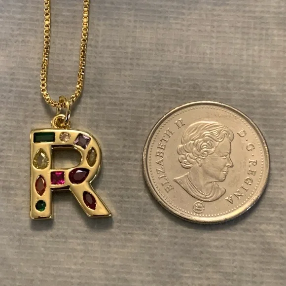 Letter “R” Pendant on Gold Colour Chain - Picture 3 of 4